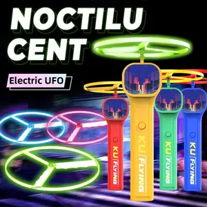 Glow-in-the-Dark Electric Frisbee Launcher Set - 6 Rotating Frisbees, Rechargeable Outdoor Fun Toy, Perfect for Sports Activities & Stress Reduction