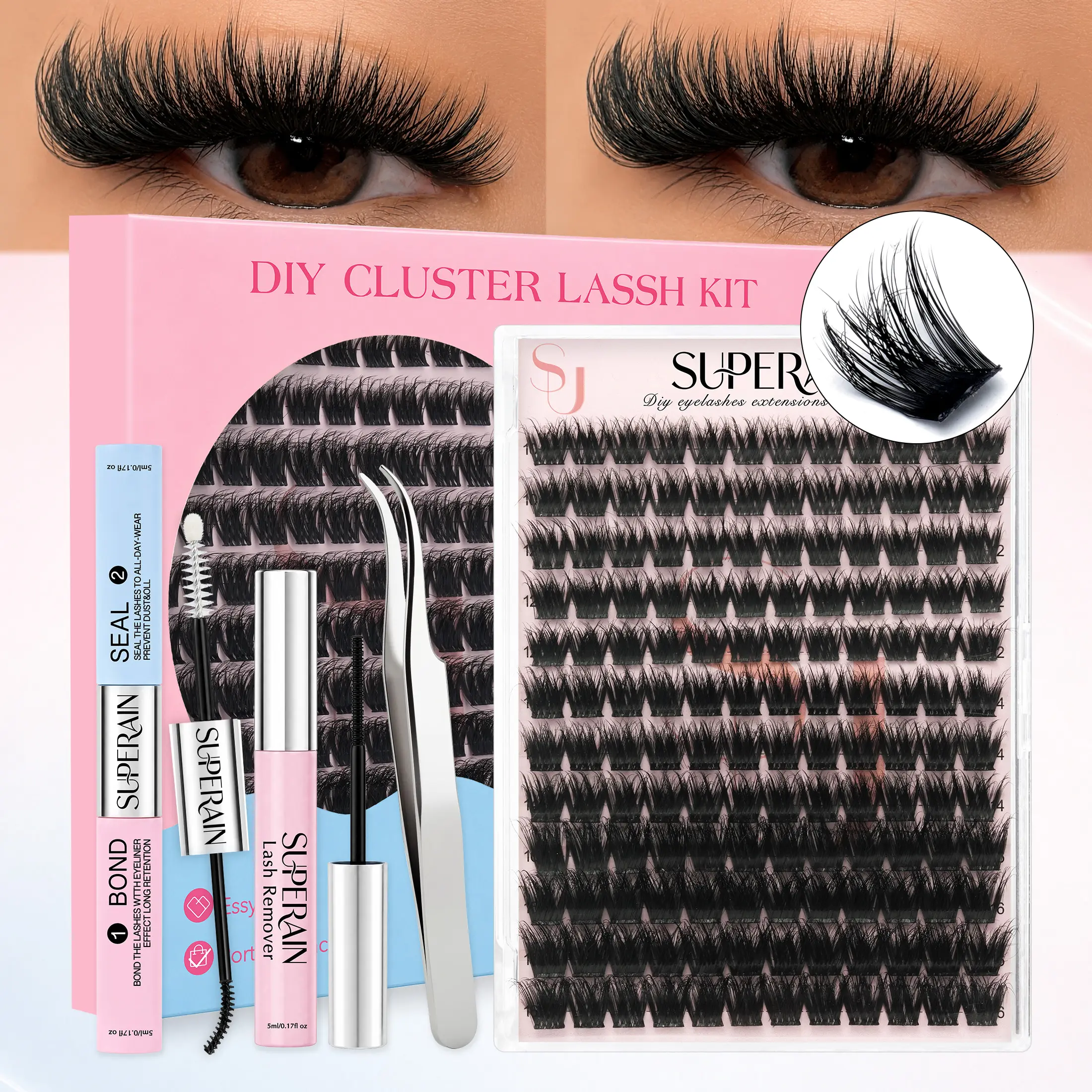 108pcs of Fluffy Lash Clusters, Ranging from 8 to 16Mm, Featuring Soft And Voluminous Designs. These Thick And Dense Mixed Style D Curl Clusters Offer Dramatic Length, Cluster Lash Extension Volume DIY Lash Cluster - SUPERAIN