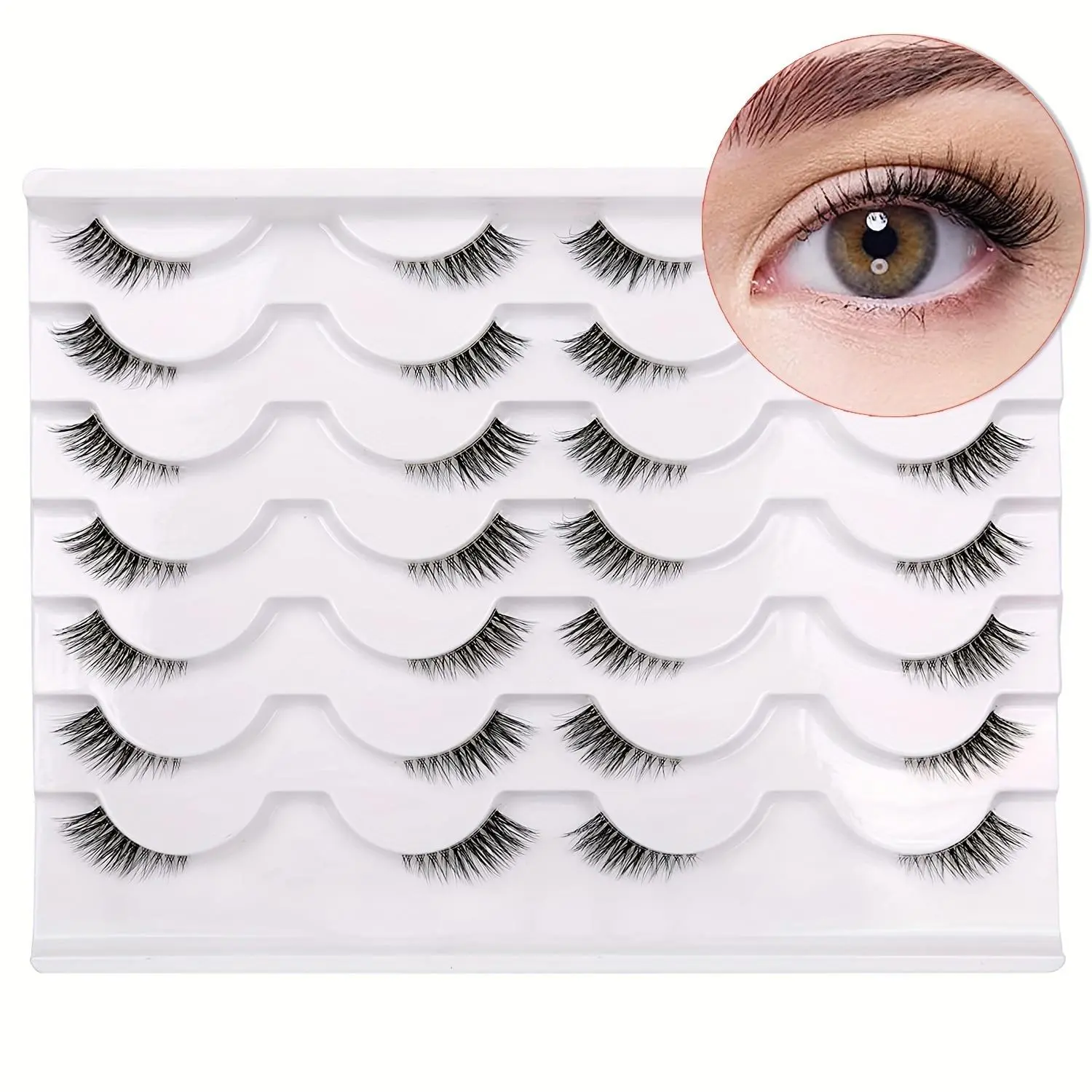Half False Eyelashes Eyelash Extensions, 14 Pairs Wispy Volume Set Fluffy False Eyelashes Natural Volumized False Lashes Lash Extensions with Zona Pellucida, Music Festival Makeup Essentials, Eye Makeup Products, Cosmetic False Lashes