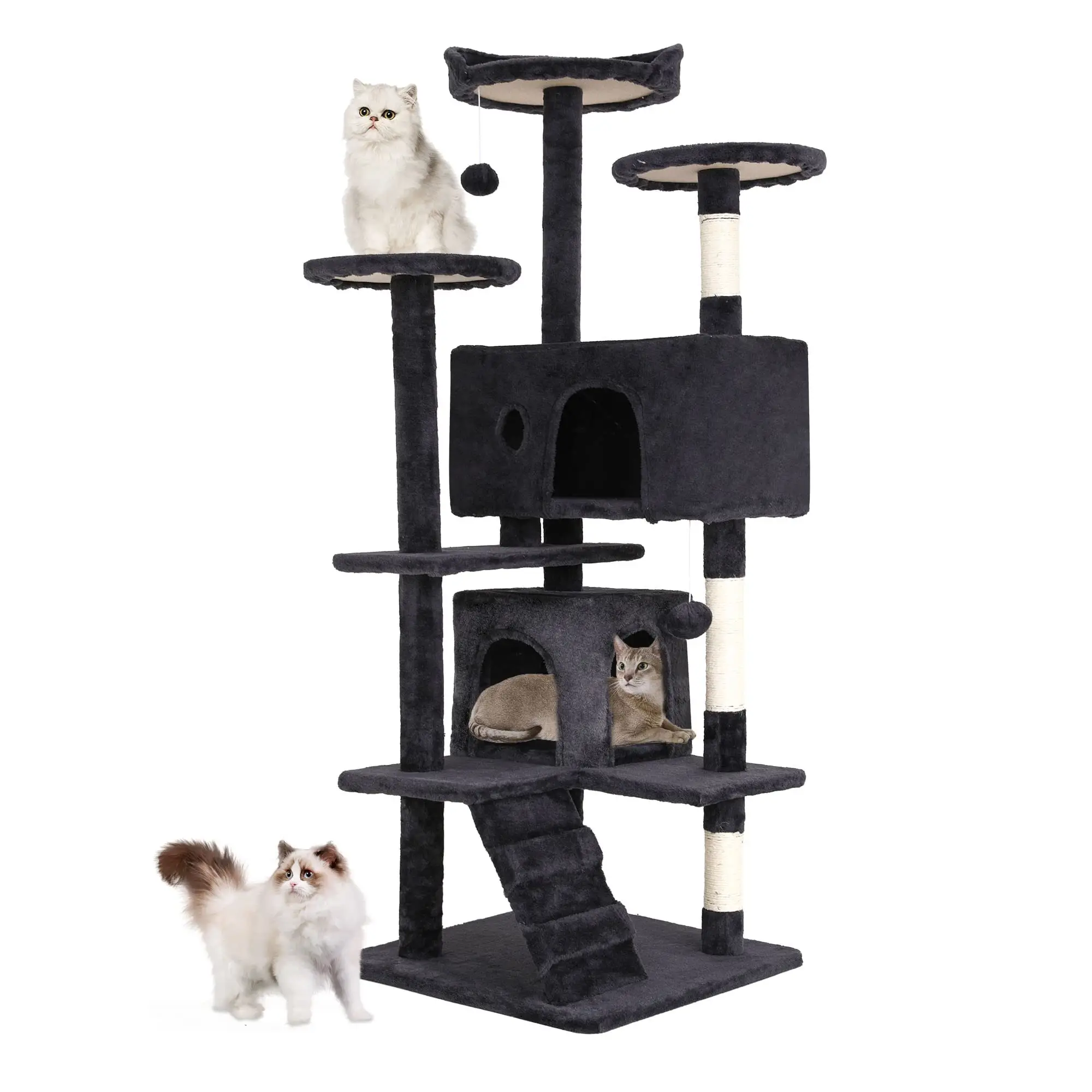 54in Cat Tree Tower for Indoor Cats,Multi-Level Furniture Activity Center with Scratching Posts Stand House Condo Funny Toys Kittens Pet Play House,Da
