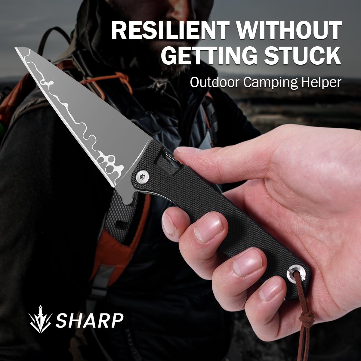 Black Tactical Folding Survival Knife