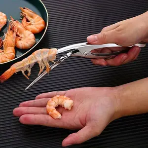 1pc New Ergonomic Stainless Steel Shrimp Peeler, Professional Seafood Shell Cleaning Tool, Durable Kitchen Accessory for Lobster & Crab