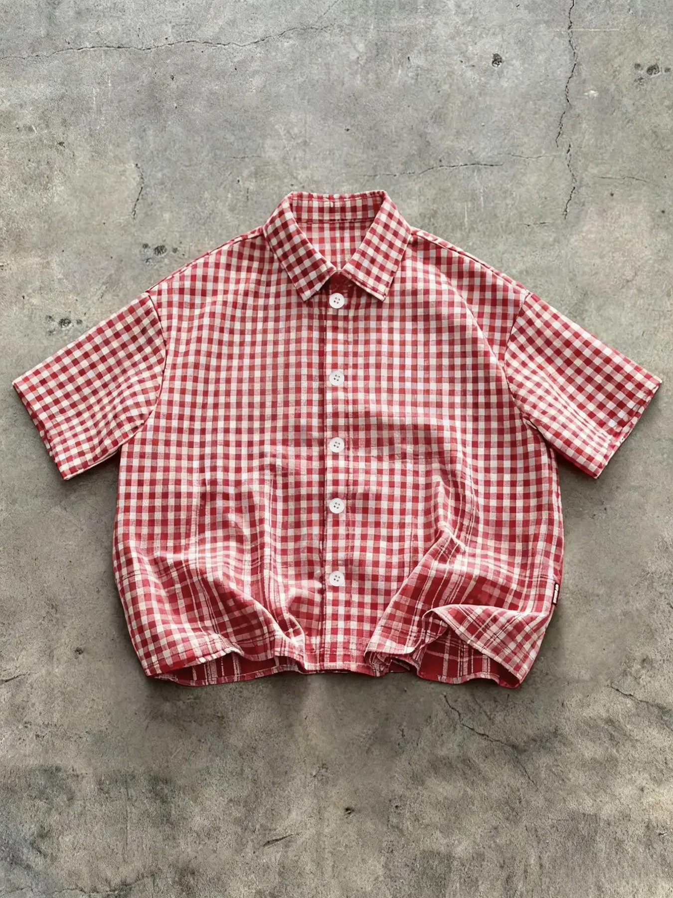 Men's Casual Street Style Plaid Checked Short Sleeve Button Shirt, Vintage Fashion, Trendy and Unique Design, Outdoor Wear, Fresh and Simple