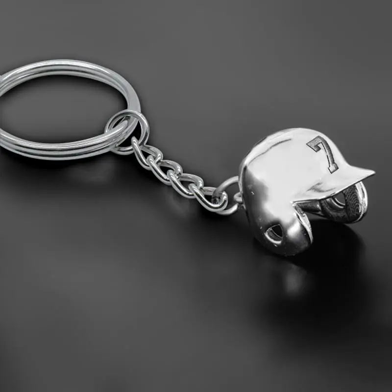 Everything Baseball Sports Jewelry Gift - Baseball Helmet Pendant Key Chain with Custom Sports Number