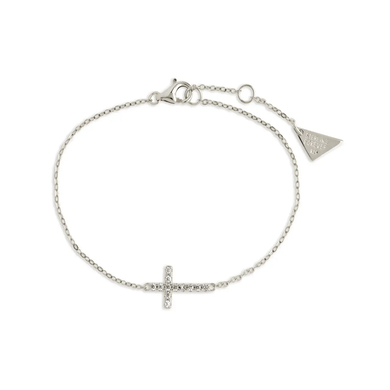 Sterling Silver Kinsey Luxe Cross-Accent Hypoallergenic Bracelet, Fine Silver Jewelry Accessory, High Quality Bracelet, Faith