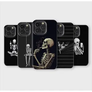 Skeleton Funny Dark Skull Horror Themed Phone Case Premium Matte Texture, Protection, Shockproof, Anti-Drop, Anti-Fingerprint For IPhone 17-12, Pro Max, Pro Plus, and Samsung S25-22 Protection Safety