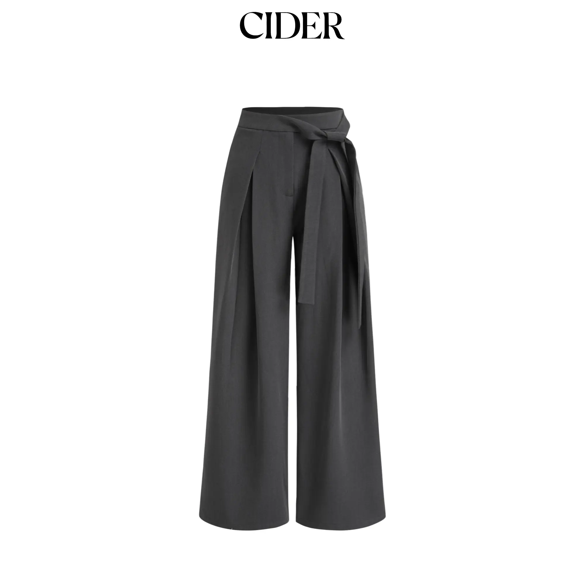 Cider [size 2-10] Mid Rise Pleated Tie Side Straight Leg Trousers