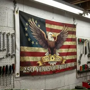 250th Anniversary American Flag , 1776-2026 USA 250 Years of Freedom Flag, Made from 100% Polyester with Brass Grommets Fade Resistant, Indoor Outdoor Patriotic Eagle 4th of July Decoration