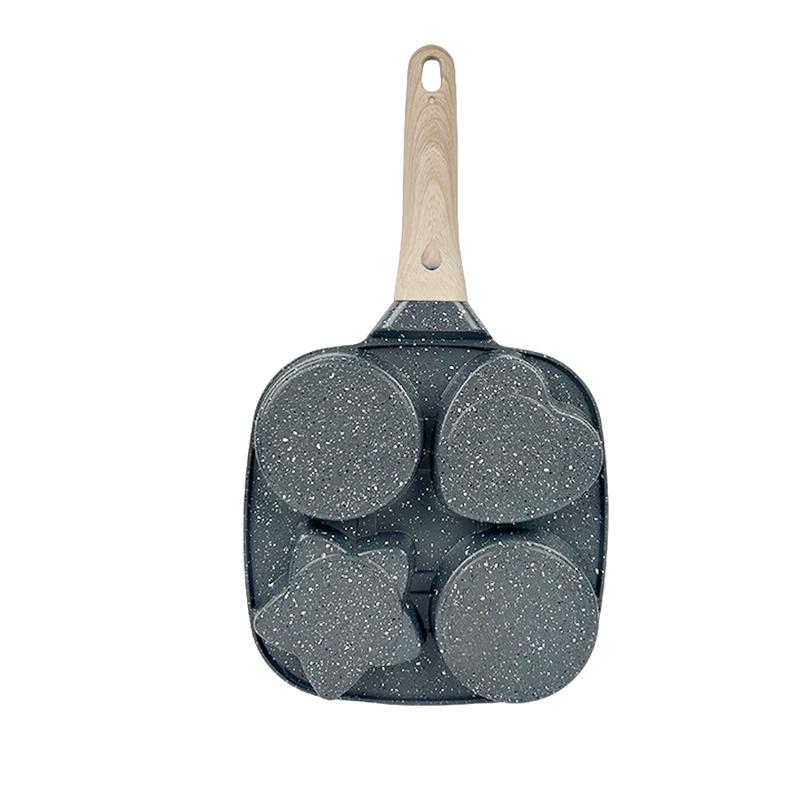 ABKOK Kitchen Cooking Egg Frying Pan, Non Stick 4 Cups Star Heart Shaped Egg Mold Skillet- Pancake Pan for Holiday, All Stoves Available Kitchen Gadgets