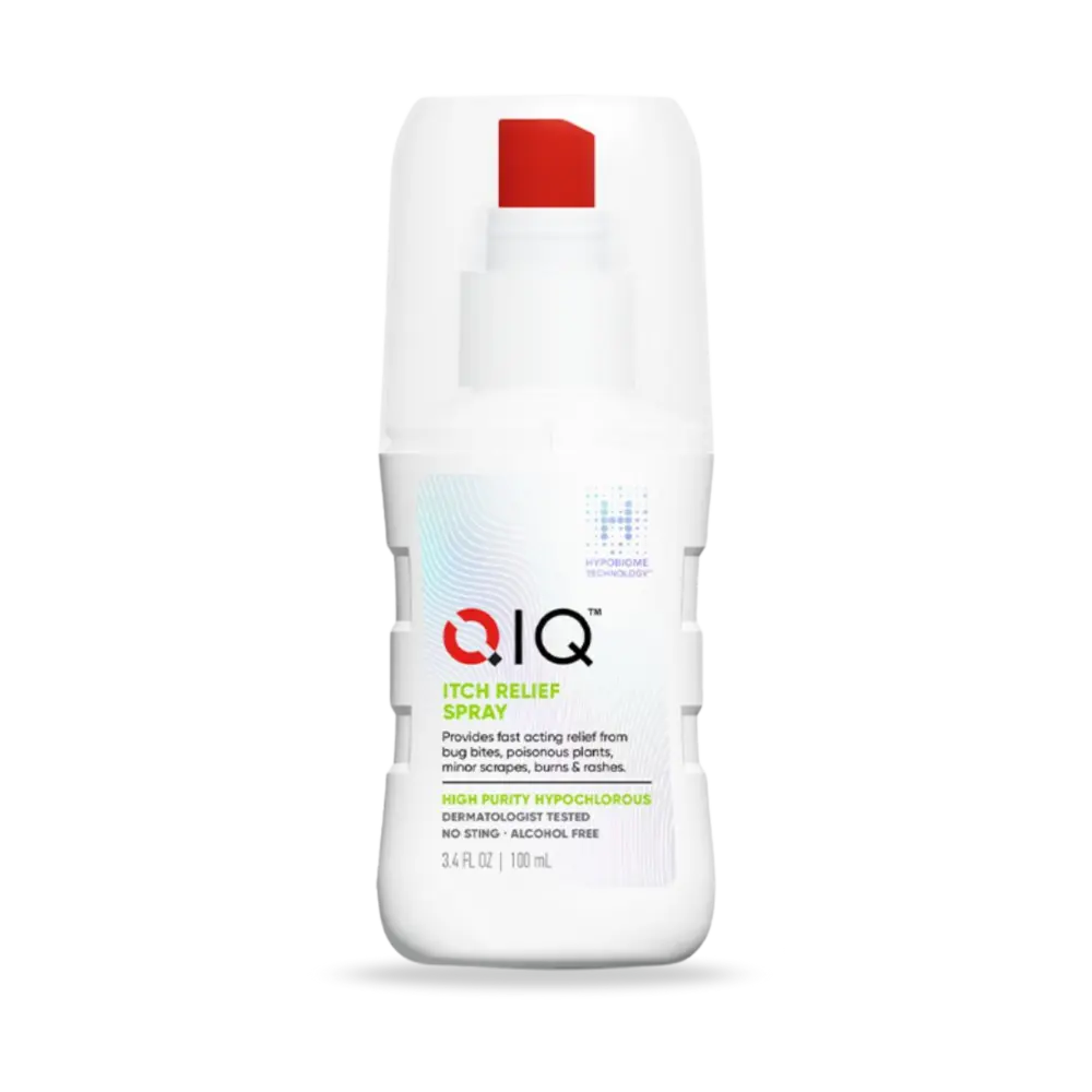 QIQ Itch Relief Spray – High Purity Hypochlorous Acid Spray for Fast Itch Relief from Bites, Burns, Scrapes & Rashes, Helps Provide Relief from Dermatitis and Eczema, Alcohol-Free (3.4oz)
