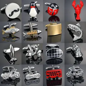 Shirt Cufflinks for mens Brand Crystal/Bus/Deer/Fish/Dragon Cuff links Luxury Button Male Animal/Vehicle Cufflink