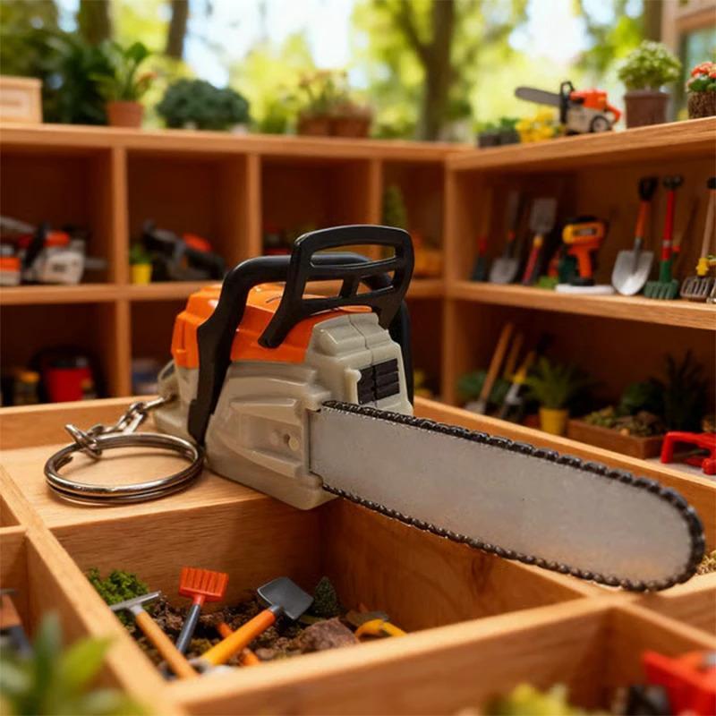 Cartoon Chainsaw Keychain Mini Chainsaw Pendant Portable Key Ring Novelty Forest Firefighting Pruning Saw Decor for Model Lovers