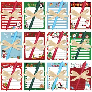 108 count Christmas Sticky Notes with Pen and Ribbon Bulk Red and Green Notepads Self-Adhesive Memo Pads Merry Christmas Note Pads for Employee Appreciation Gifts Xmas Holiday Supplies