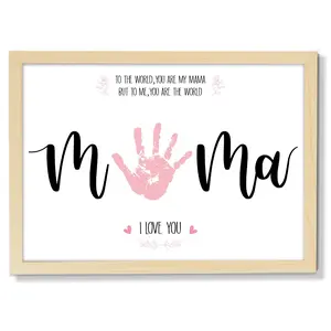 Mother's Day Handprint Art Craft DIY Kit Mother's Day Gifts from Daughter or Son Children Adults Handprint Keepsake with Wood Frame for Mom Grandma Birthday Holiday Activities 12x16 Inch