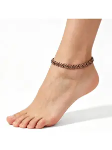 Magnetic Couple Anklet Set for Women and Men with Fish and Wheat Motif in Antique Copper Tone Perfect for Beach Vacation Summer Outfit Stylish Unisex Foot Jewelry