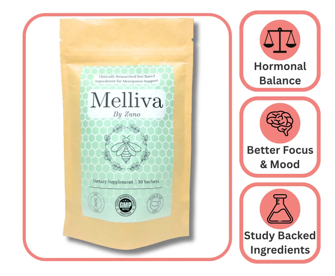 Melliva Menopause Support – Brain Fog, Hot Flash & Mood Relief – All-Natural, Bee Based Ingredients for Menopause Supplement to Help Women Feel Like Themselves Again – Non-GMO, Hormone-Free
