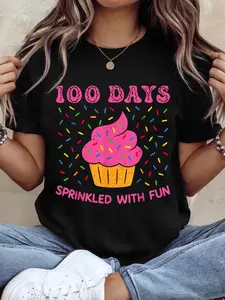 Cute 100 Days School Celebration Cupcake Colorful Sprinkle T-Shirt