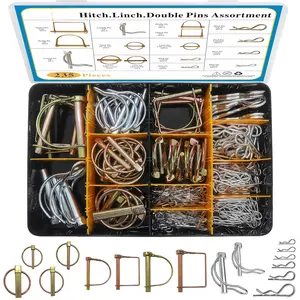 235-Piece Hitch Pin, Linch, and PTO Pin Clip Set for Trailers, Tractors, Trucks, Towing, Mowing, Farm Equipment, Snow Plows, Lawnmowers, Heavy Duty Trailer Accessories, and Tractor Attachments