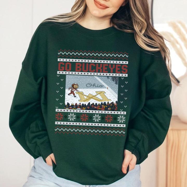 	Ohio vs Michigan Rivalry Sweater, Script Ohio on Big M Sweater, Buckeye Fan Erase The M Sweat Shirt, OSU Fan Gift, Brutus Ohio State Snow Fan Football T-Shirt, Sweatshirt, Hoodie, Football Tee, Gift for Unisex