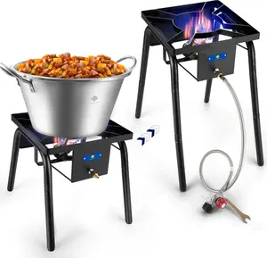 ARC Approval Heavy Duty Stainless Steel Large Cazo, Sandwich Bottom, Acero Inoxidable,Cazo para Carnitas de Cobre，220,000 BTU Propane Burner for Outdoor Cooking，w/Height Adjustable Legs (22QT)