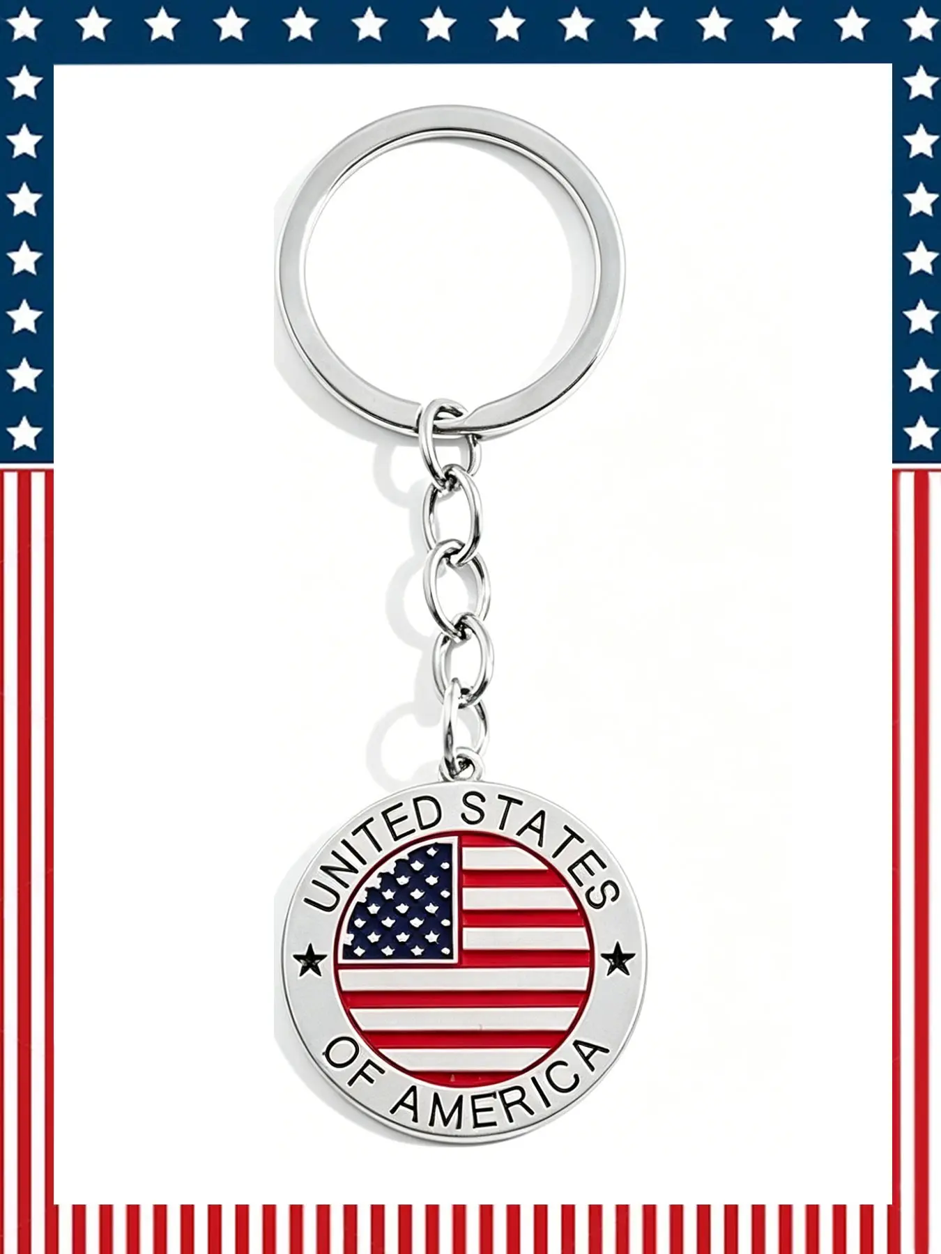 American Flag Keychain, New York City Metal Key Ring, Star-Spangled Banner Souvenir, Patriotic Gift, Collectible Keychains