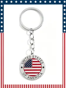 American Flag Keychain, New York City Metal Key Ring, Star-Spangled Banner Souvenir, Patriotic Gift, Collectible Keychains