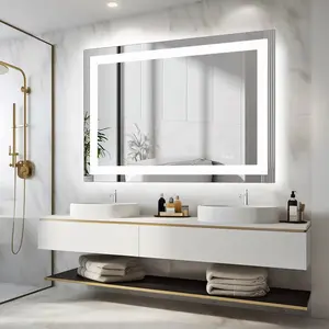 LED Bathroom Vanity Mirror for Wall (Memory Function Tempered Glass with Front Light and Backlit)