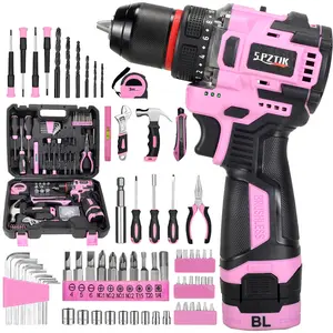 SPZTJK 128pcs Heavy-Duty 18V Cordless Drill Tool Kit with 2 Batteries All-in-One Home Repair DIY Set Driver Drill Cordless Power Tools Tool Box Storage Case Ideal for Men Women House Maintenance Renovation Compatible with Lithium Batteries - Heavy Duty