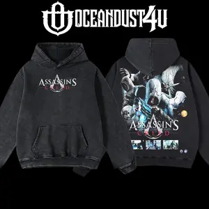OceanDust4U Assassins Creed Hoodie 100% Premium Cotton Oversized Fit Pre-Washed Classic Top Men's Streetwear American-Made Comfortable Durable