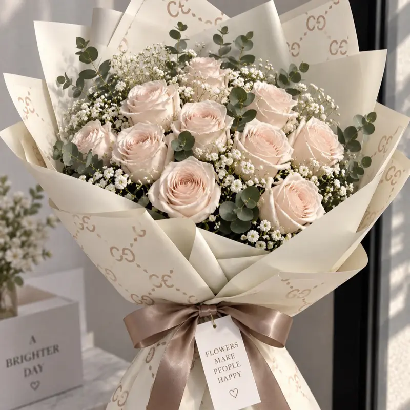 Luxury Monogram Flower Wrapping Paper 20 Sheets 22x22 Waterproof Bouquet Wrap Florist Supplies