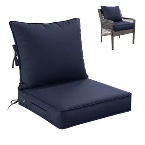 Outdoor Patio Chair Cushions Set Waterproof Fade Resistant Deep Seat Back Cushions with Removable Covers for Chairs Sofas 19" W x 19" D x 4" T