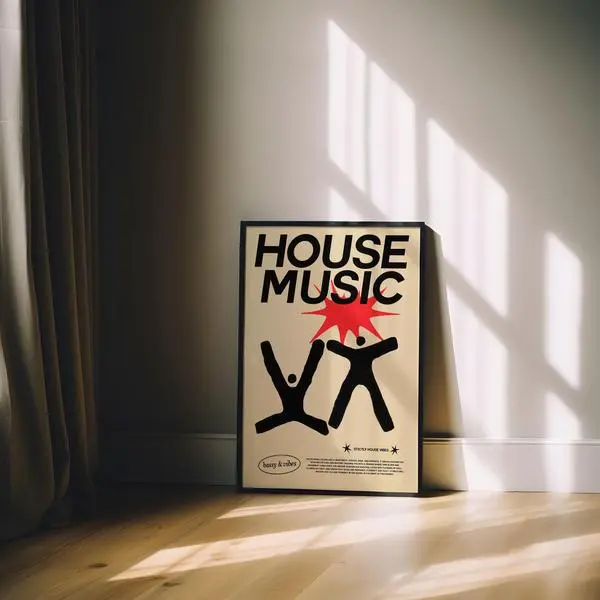 House Music Poster – Retro Dance Art Print, By And Vibes, Bold Graphic Wall Decor, Club & Rave Inspired
