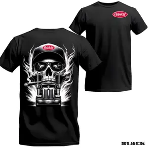 Skull Trucker Graphic T Shirt | Big Rig Driver Lifestyle Tee | Heavy Duty Highway Hauler Shirt | Rugged Road Warrior Gift Style Unisex Casual Graphic T Shirt