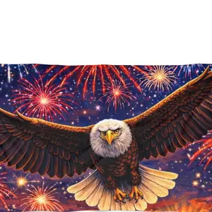 My Flocking Biz Eagle Fireworks Beach Towel — Patriotic Stars & Stripes Summer Beach Blanket