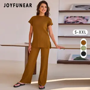 [US shipping]Joyfunear Women's spring/summer casual top and pants two-piece set