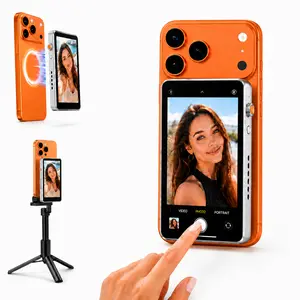 VectorZen 4" Wireless Touchscreen Selfie Monitor for iPhone 17 & Android, Aluminum Vlog Mirror with Bluetooth Remote Control, 2.4G/5G WiFi Phone Screen Mirroring, Supports Shutter/Zoom/Focus Control