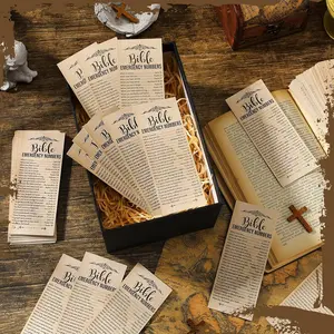 Vintage Bible Verse Bookmark, 1 Count Creative Bookmark with Emergency Phone Number, Reading Bookmark for Church, Sunday School & Religious Gift, Book Accessory