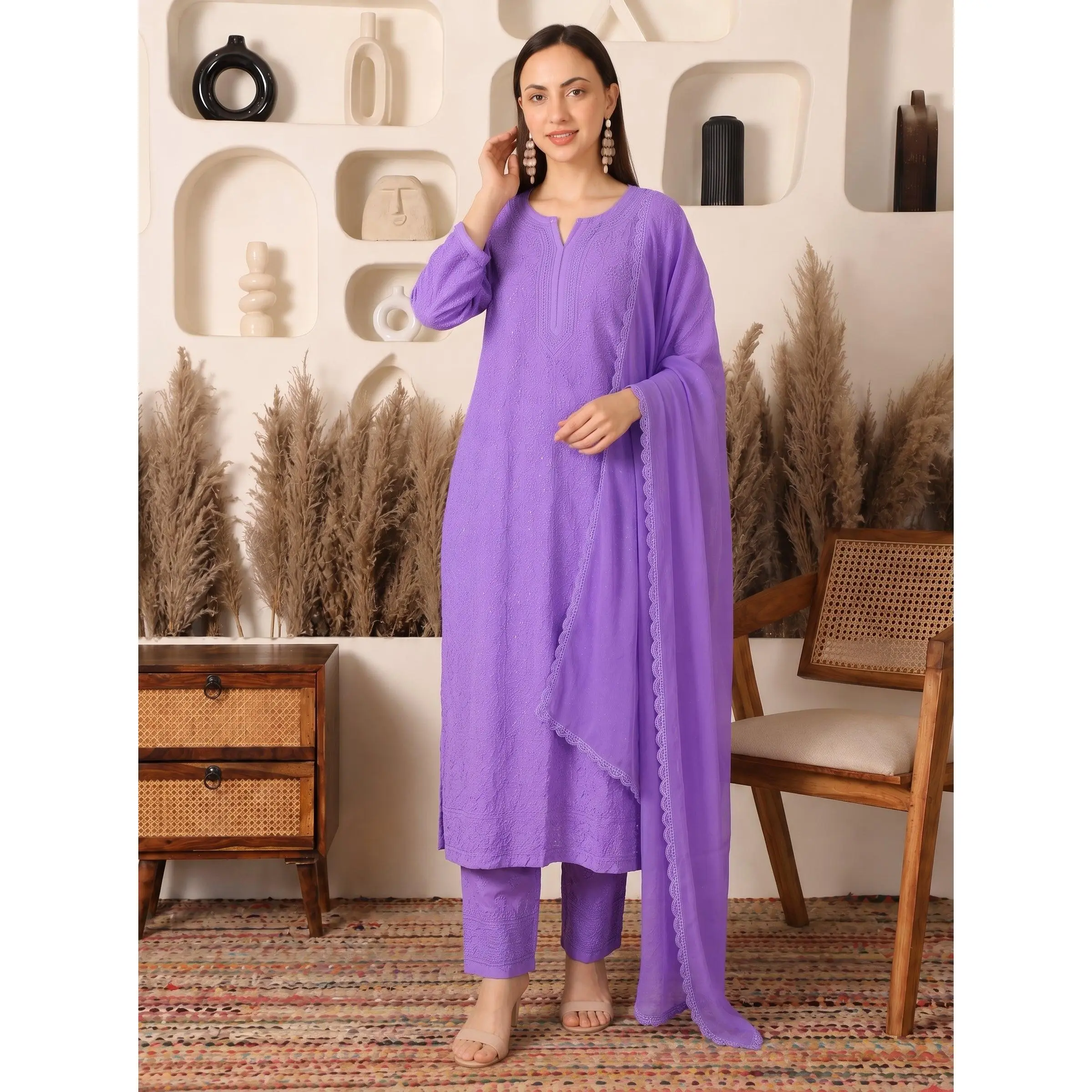Falak Viscose Lavender Suit Set