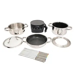 Chef Jet Jet Tila Hybrid Nonstick Clad Cookware Set with Hot Plate Burner