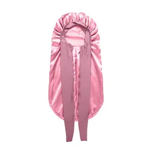 Blush Pink Layers Silk Satin Bonnet Sleeping Cap Shower Edge Wrap Cover Nightcap for Women Long Hair Does not apply
