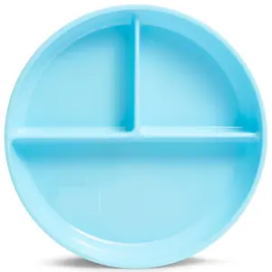 Stay Put Divided Section Suction Plate Blue Unisex Lightweight Stackable Plastic 7.5 x 1.5 x 9.5 Inches for Infant Toddler Child