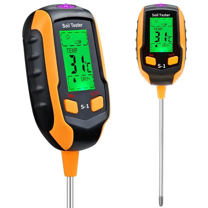 4 In 1 Soil Tester, Soil Moisture & Temperature & PH Value & Light Text 4 In 1 Soil Testing Kit, Precision Soil Quality Monitoring Tools, Men's Gift I