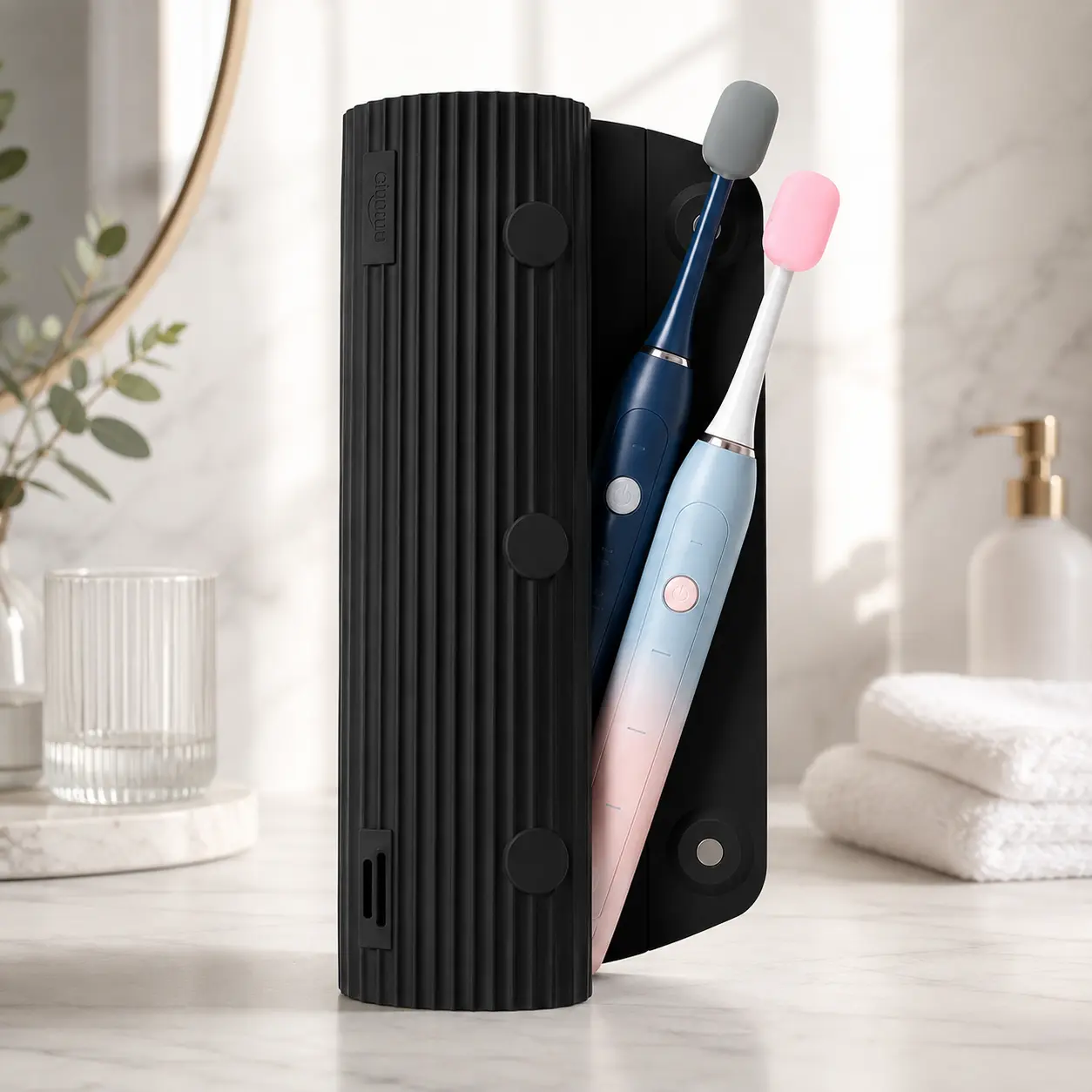 Toothbrush Travel Case for Electric & Manual Toothbrushes,  Magnetic Silicone Cover, Hygienic Holder for Gym Travel  Camping Dorm, 1 Pack