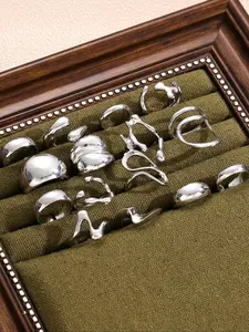 15pcs Punk Smooth Geometric Open Rings Set, Exaggerated Irregular Silver Color Thick Chunky Design, Hip Hop Jewelry Gift for Women, Punk Style Ring, Statement Rings, Statement Multi Ring