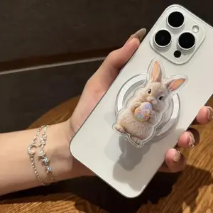 Cute Bunny Holding Easter Egg MagSafe Phone Grip – Magnetic Pop Socket & Kickstand – Easter Gift