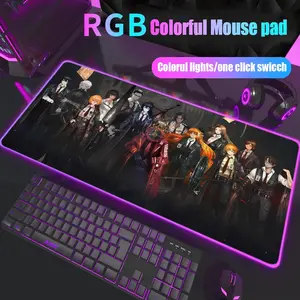 Anime limbus company Mouse Pad Glowing RGB Mouse Pad Design XXL Large Gaming 1000×500mm 900×400mm 800×400mm 600x300mm Mouse Pad - Extended, Thick, Non-Slip Rubber Base Desk Mat with Precision Stitched Edges - Washable Large Desk Pad