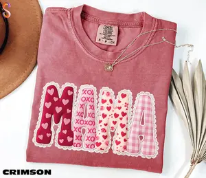 Comfort Colors Valentines Mama Printed T-Shirt, Mom Love Tee, New Mom Gift Valentines Day Tshirt, Heart Tee, Mama Heart T-Shirt