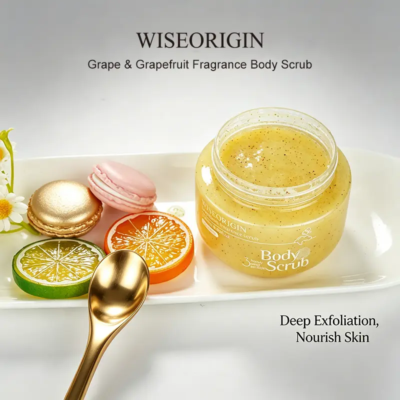 WISEORIGIN Grape & Grapefruit Fragranced Body Scrub (250g) Deep cleansing, gentle exfoliation and nourishment. Refines pores for silky smooth skin. Ideal gift for body care. Smoother