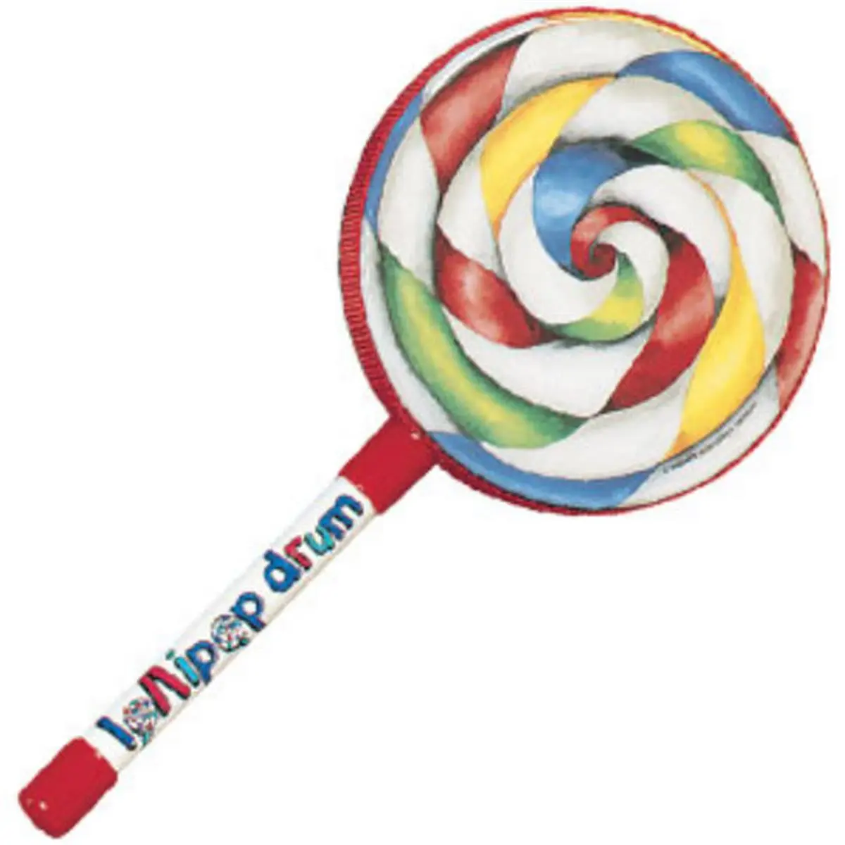 212 MAIN Handheld 10-in Round Unisex Lollipop Percussion Frame Drum, Easy-to-Play Musical Toy for Rhythm Band (Ages 3+)