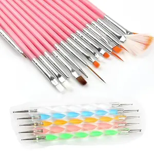 Nail Art 20pc Painting Brush Pen Tools Kit UV Gel Building Drawing Linering Brushes Set